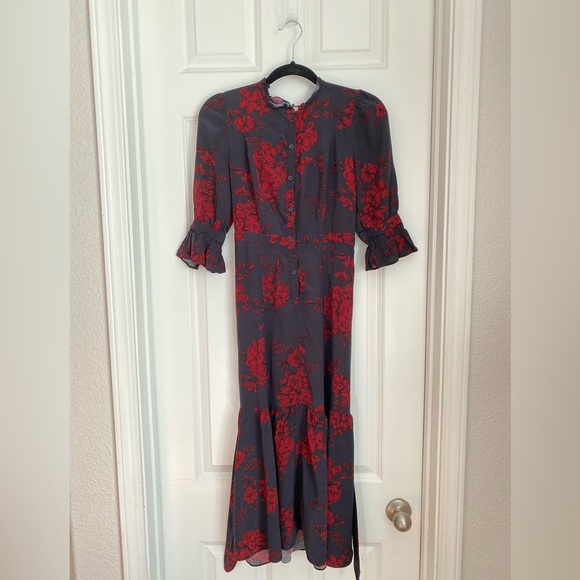 Marissa Webb Collective Navy Floral Shirtdress, size 2 - Picture 7 of 13